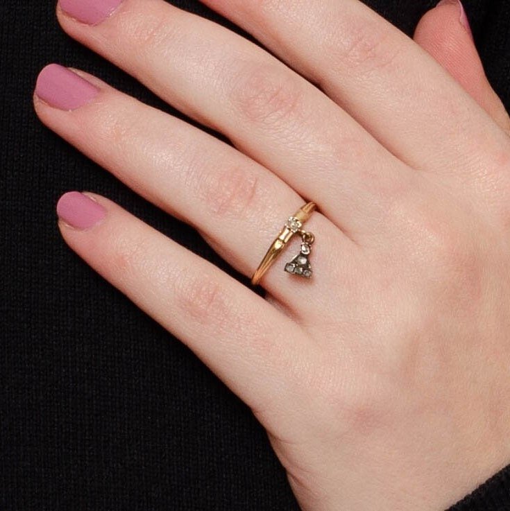 Vintage Diamond Charm Ring of 14k Gold - Trademark Antiques