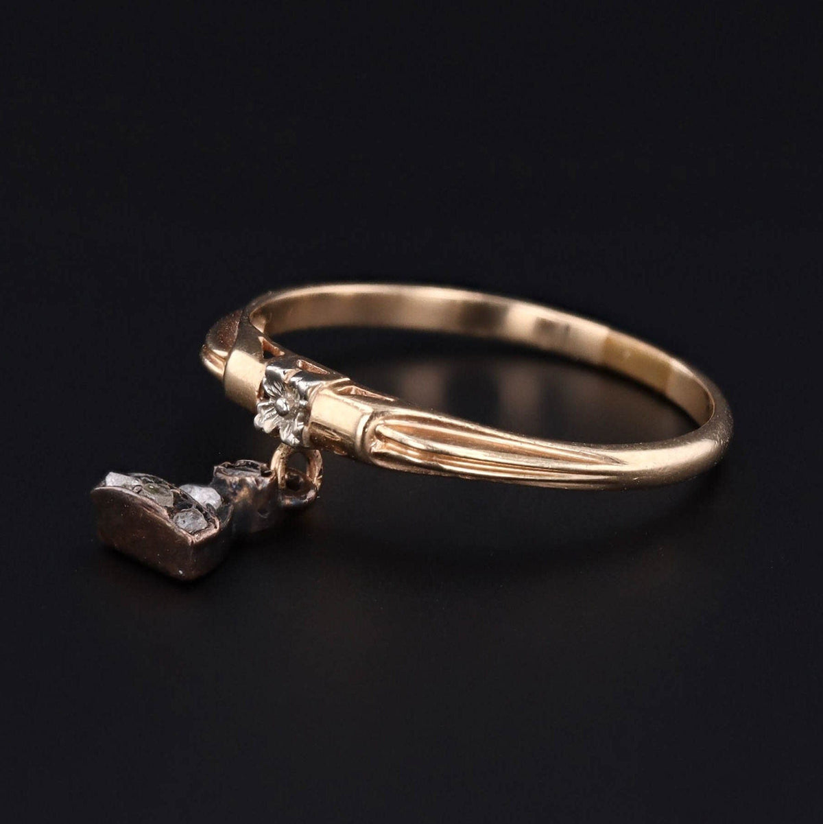 Vintage Diamond Charm Ring of 14k Gold - Trademark Antiques