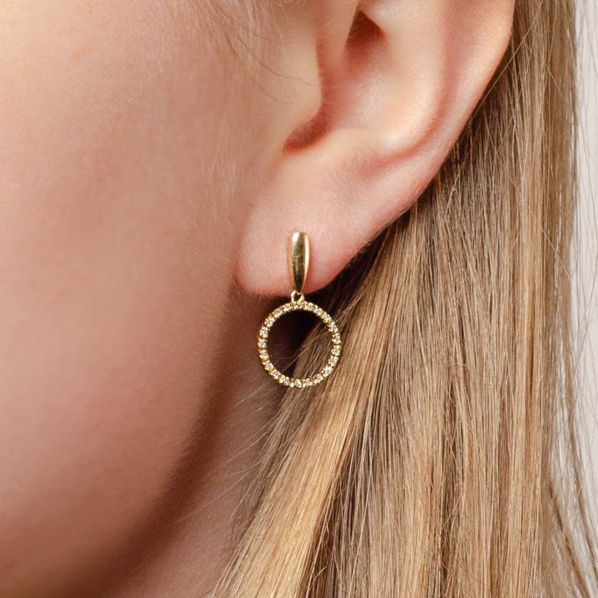 Vintage Diamond Circle Earrings of 14k Gold - Trademark Antiques