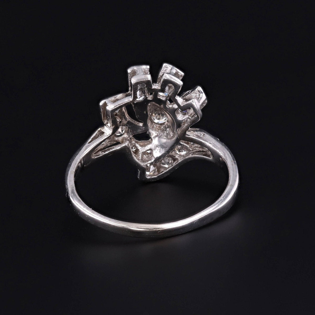 Vintage Diamond Cocktail Ring of 14k White Gold - Trademark Antiques