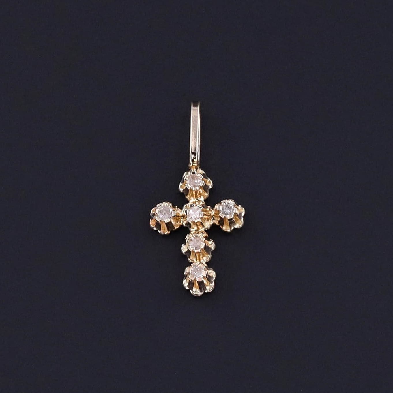 Vintage Diamond Cross Pendant of 14k Gold - Trademark Antiques