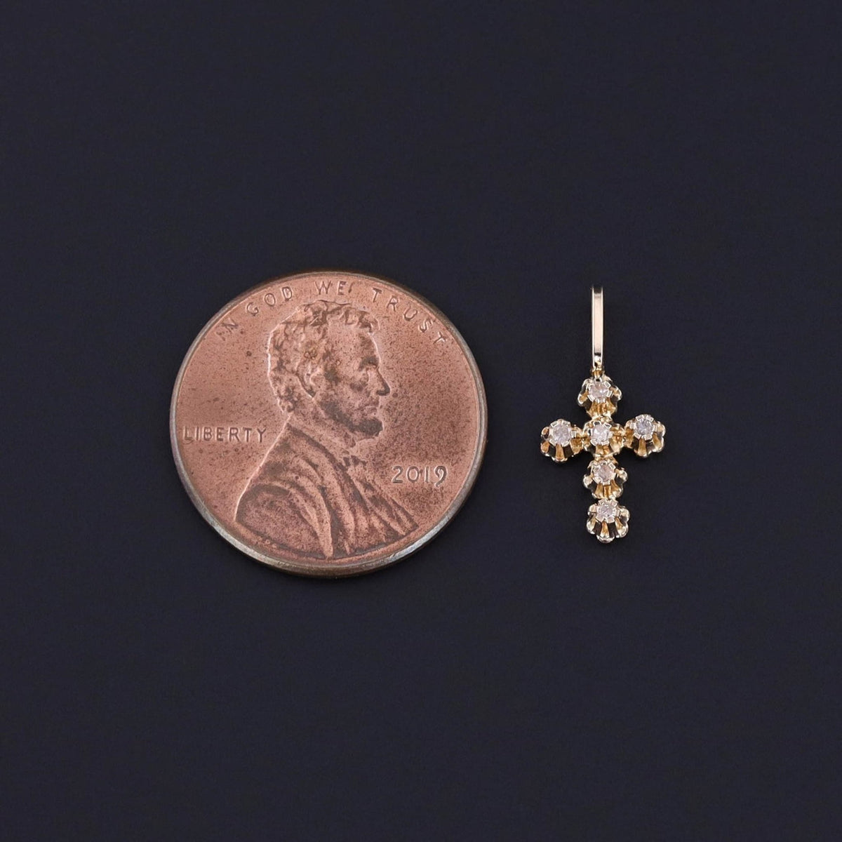 Vintage Diamond Cross Pendant of 14k Gold - Trademark Antiques