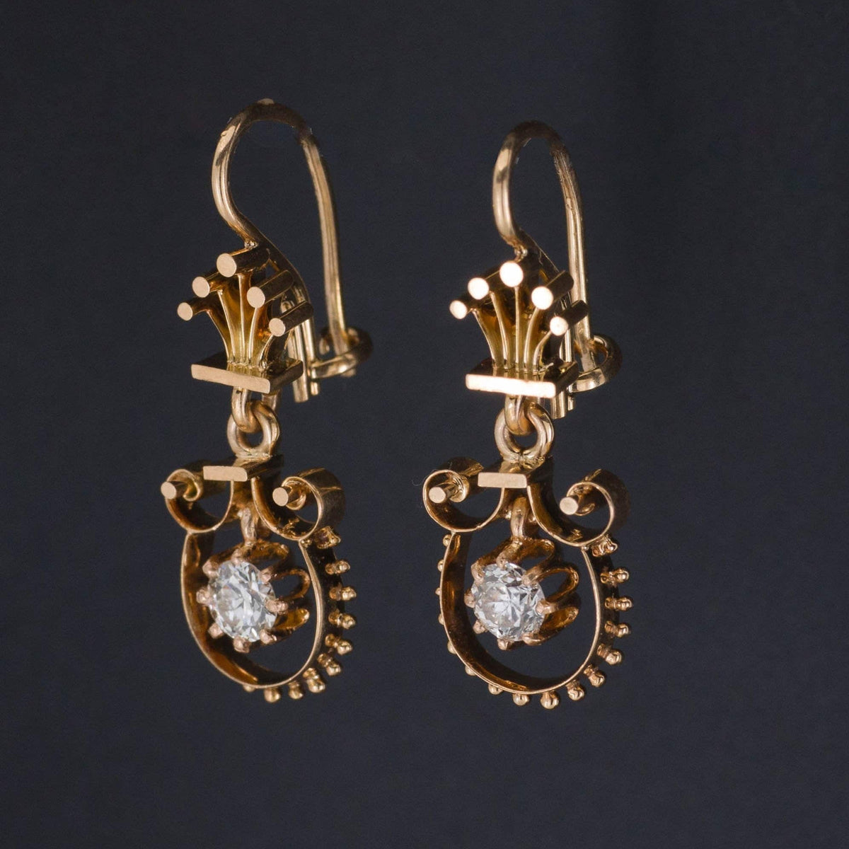 Vintage Diamond Earrings | Diamond Dangle Earrings - Trademark Antiques