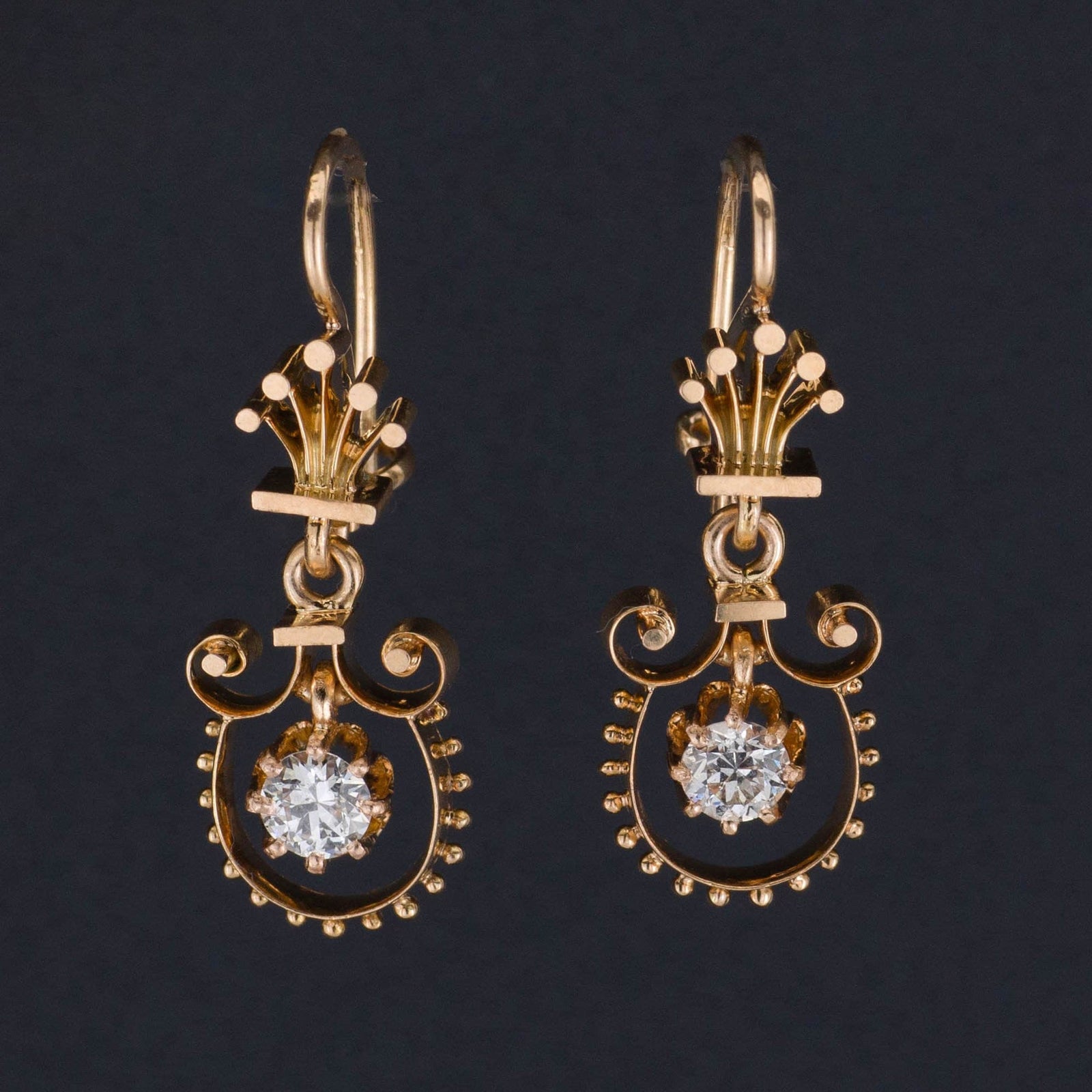 Vintage Diamond Earrings | Diamond Dangle Earrings - Trademark Antiques