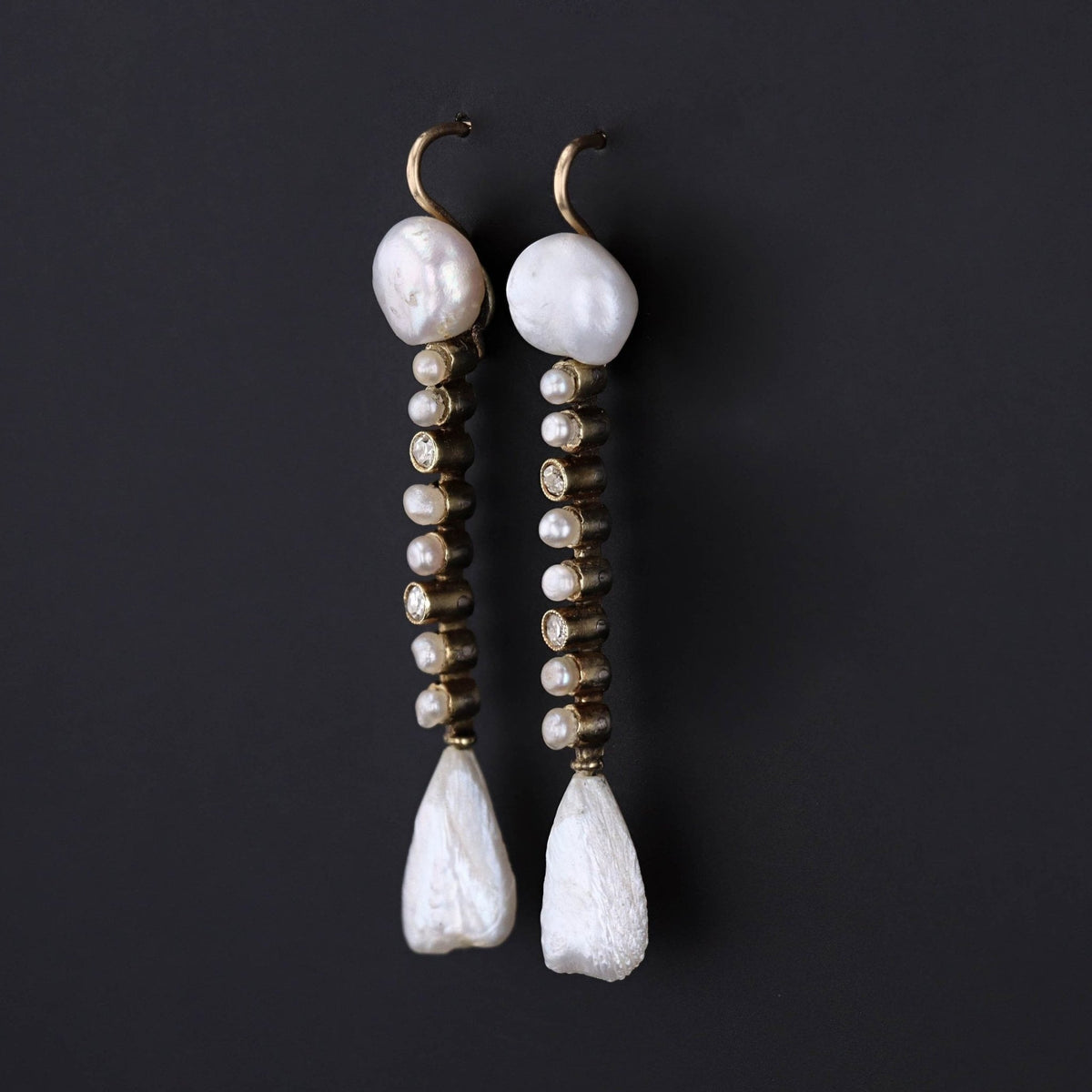 Vintage Diamond Earrings | Diamond &amp; Pearl Earrings - Trademark Antiques