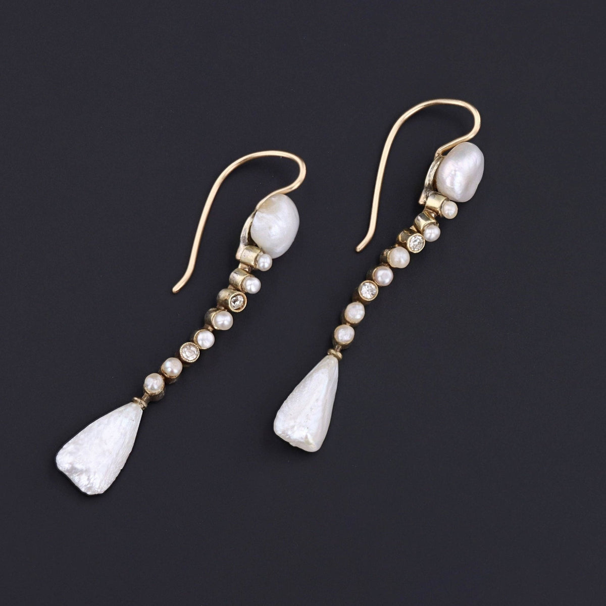 Vintage Diamond Earrings | Diamond &amp; Pearl Earrings - Trademark Antiques