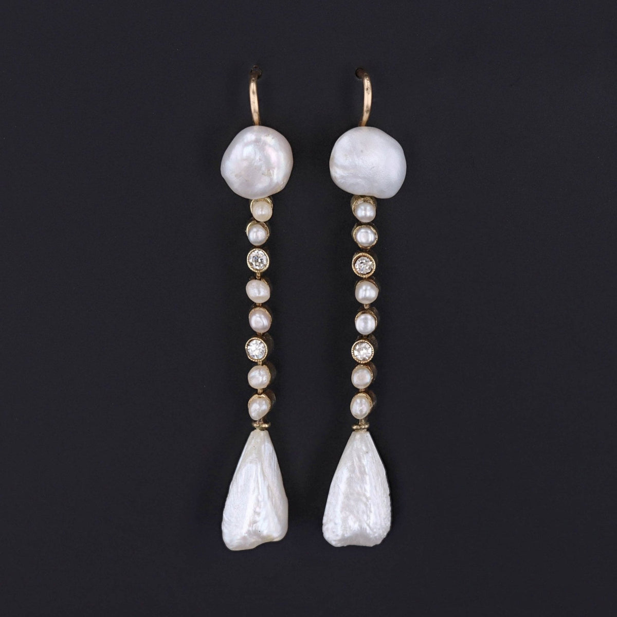 Vintage Diamond Earrings | Diamond &amp; Pearl Earrings - Trademark Antiques