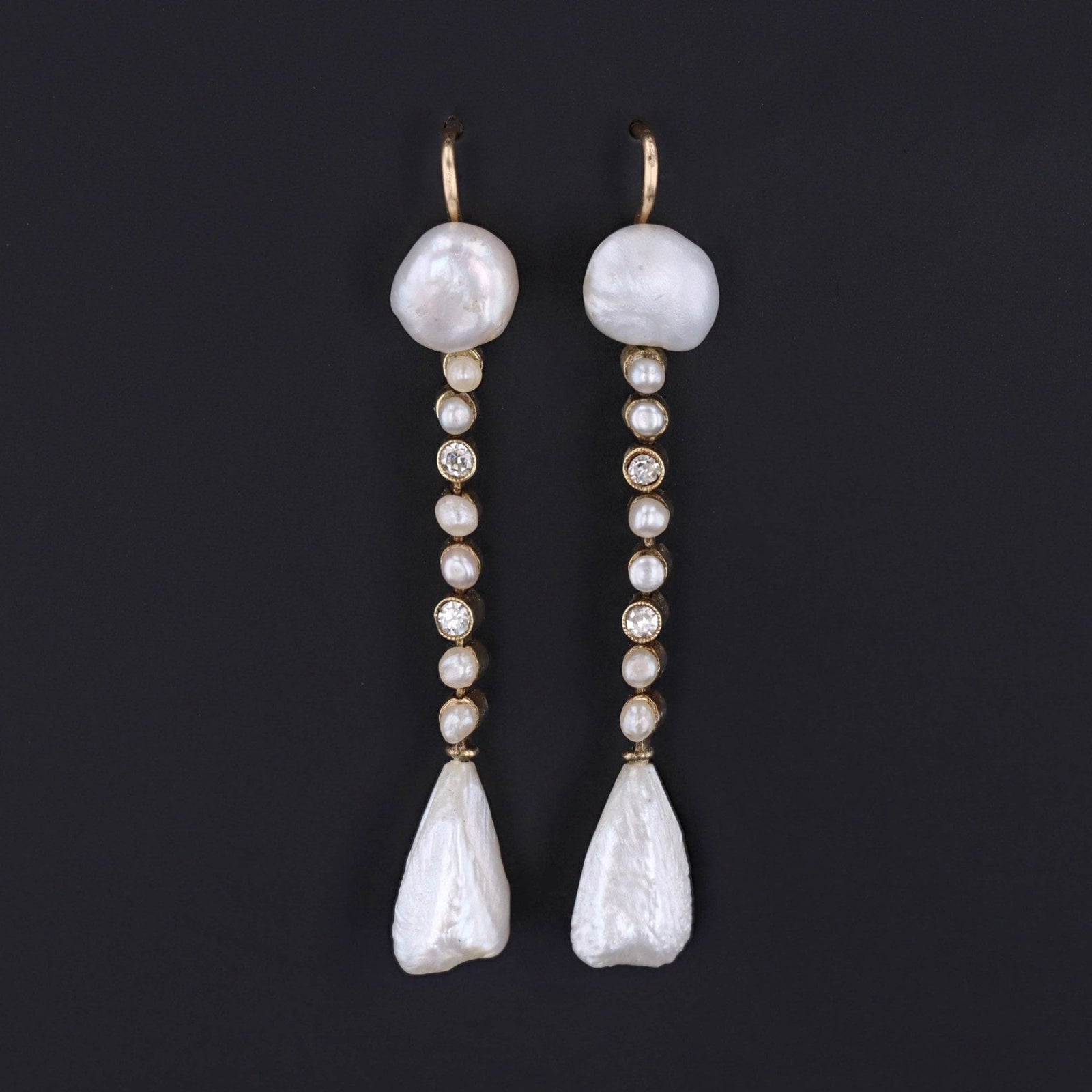Vintage Diamond Earrings | Diamond & Pearl Earrings - Trademark Antiques