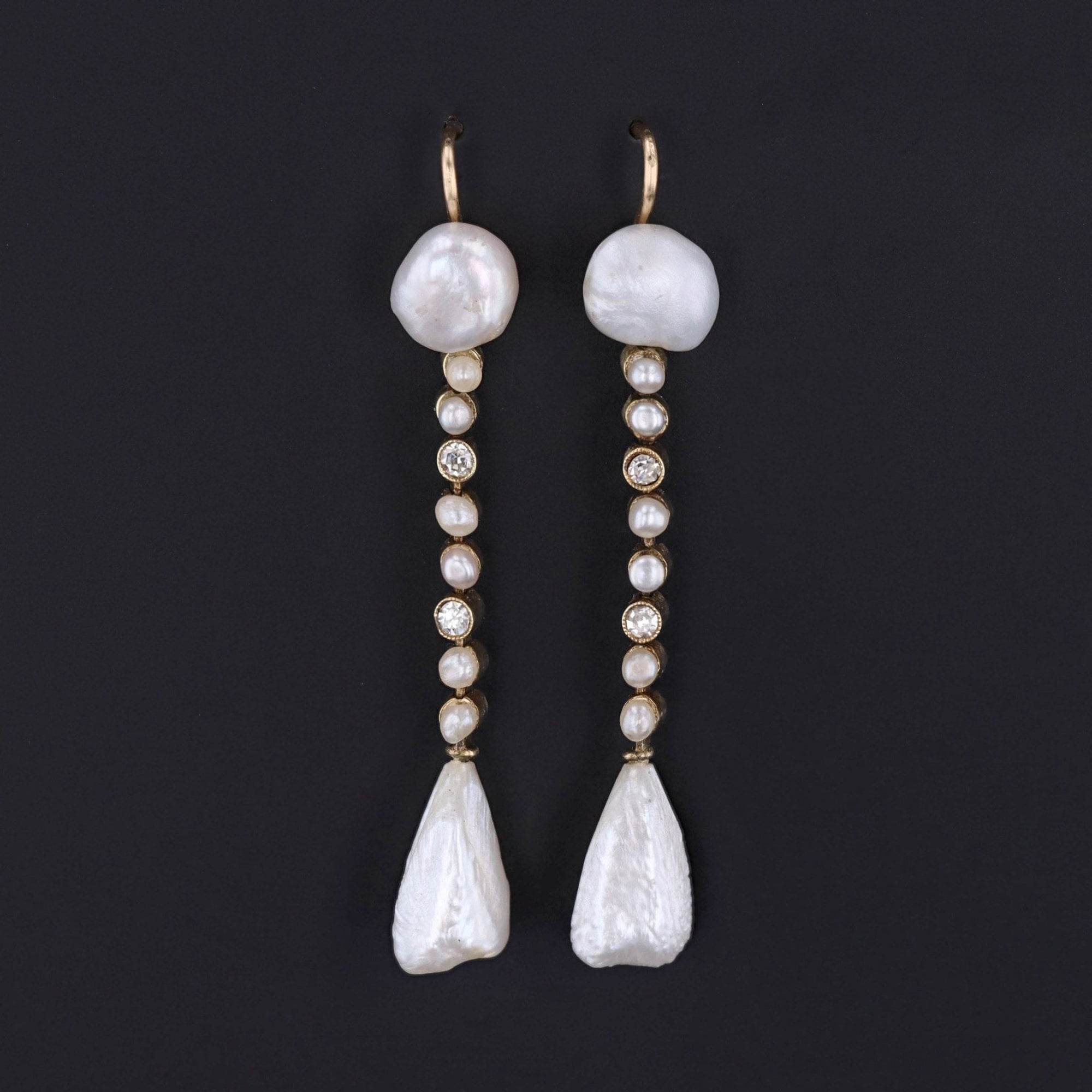 Vintage Diamond Earrings | Diamond & Pearl Earrings - Trademark Antiques