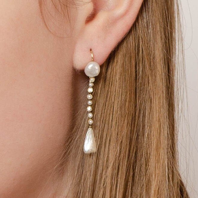 Vintage Diamond Earrings | Diamond &amp; Pearl Earrings - Trademark Antiques