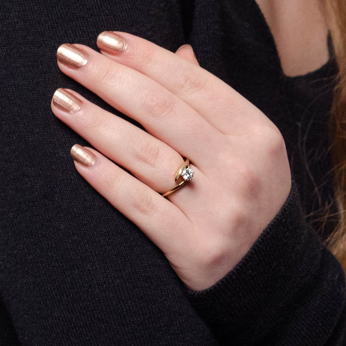 Vintage Diamond Engagement Ring of 14k Gold - Trademark Antiques