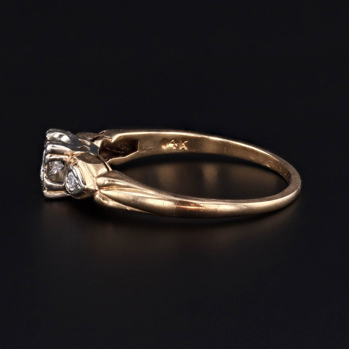 Vintage Diamond Engagement Ring of 14k Gold - Trademark Antiques