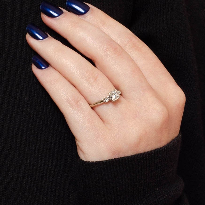 Vintage Diamond Engagement Ring of 14K White Gold - Trademark Antiques