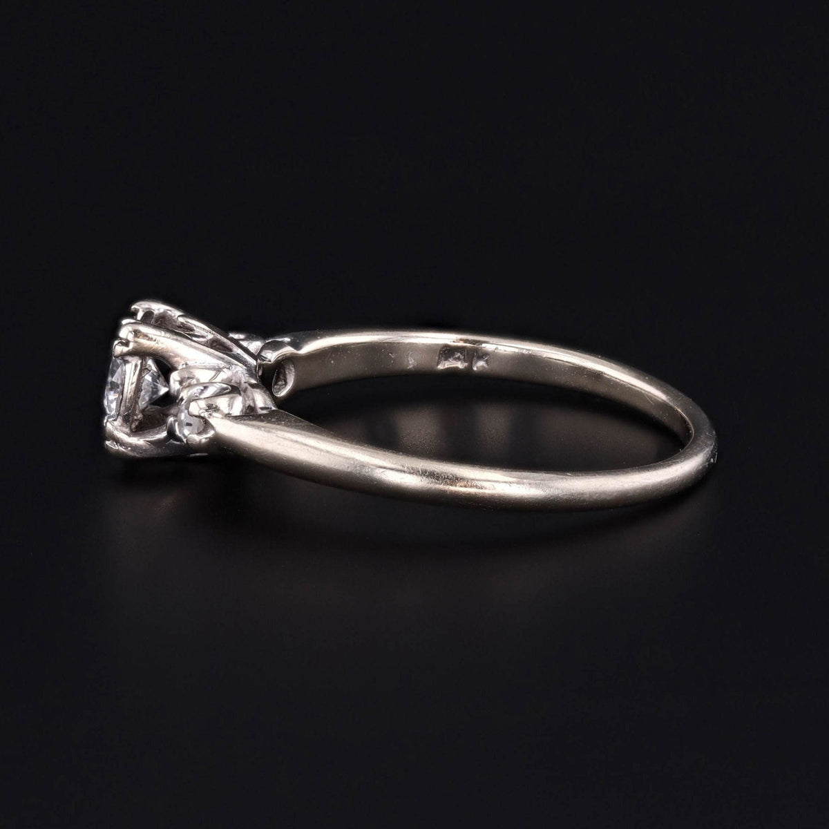 Vintage Diamond Engagement Ring of 14K White Gold - Trademark Antiques
