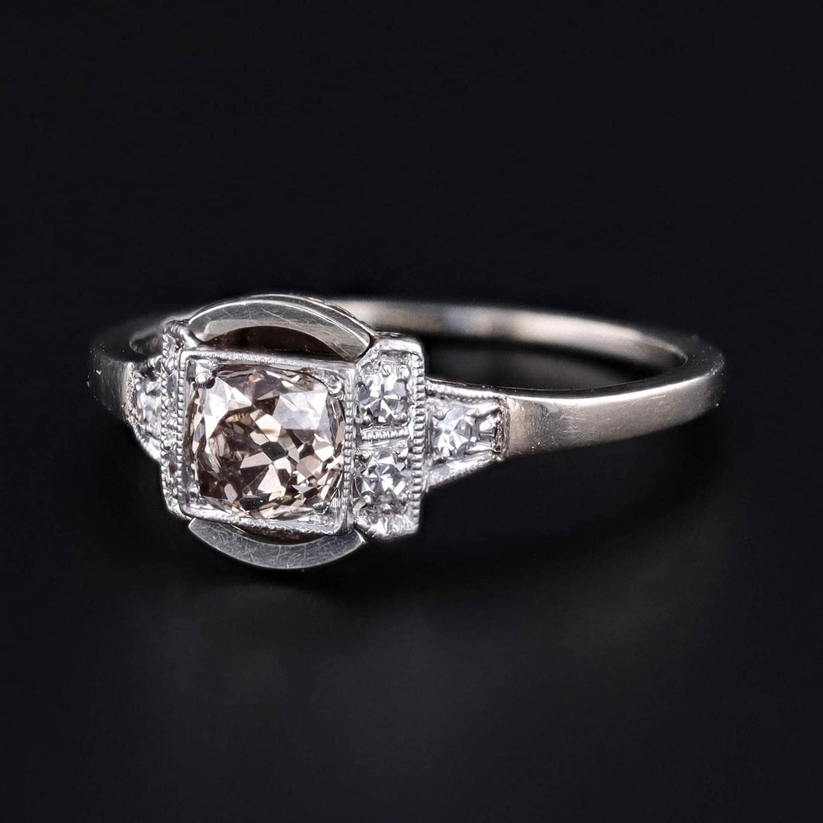 Vintage Diamond Engagement Ring Platinum Topped 14k Gold - Trademark Antiques
