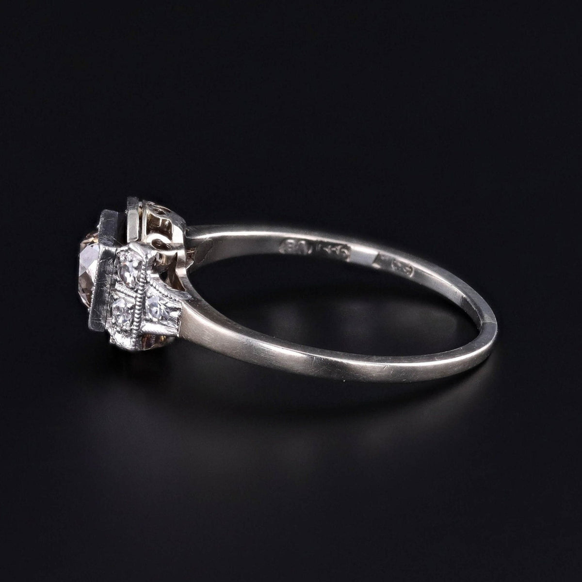 Vintage Diamond Engagement Ring Platinum Topped 14k Gold - Trademark Antiques