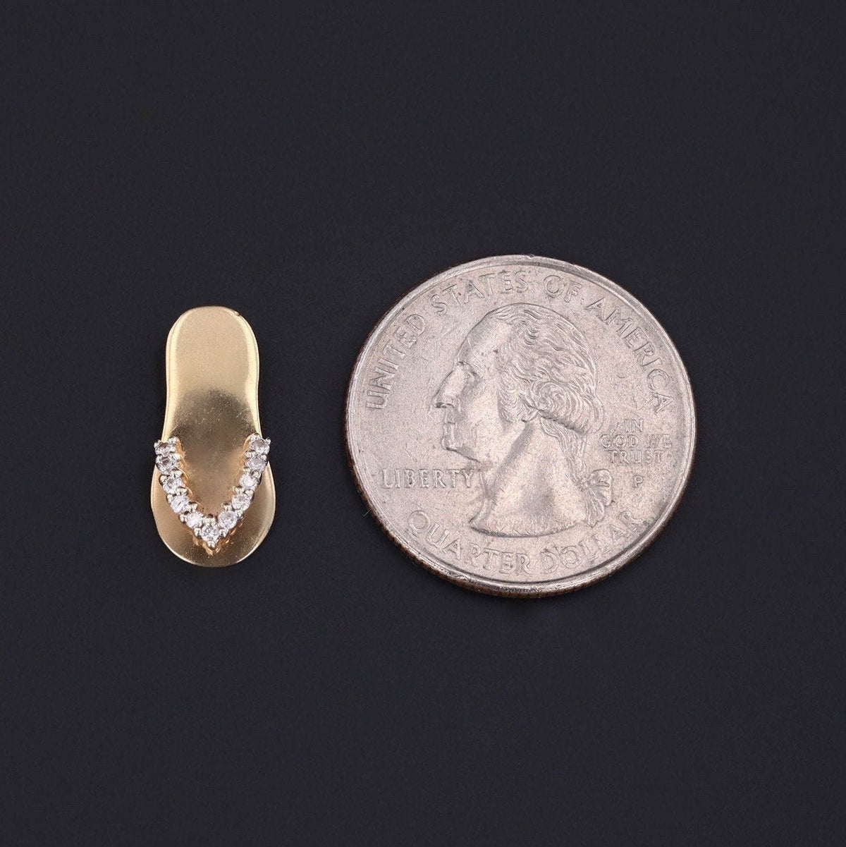 Vintage Diamond Flip Flop Pendant of 14k Gold - Trademark Antiques