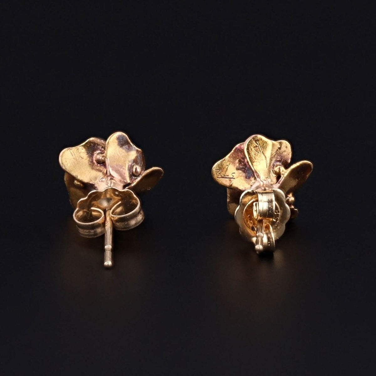 Vintage Diamond Flower Earrings of 14k Gold - Trademark Antiques