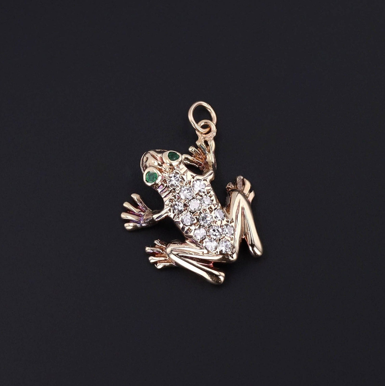 Vintage Diamond Frog Charm of 14k Gold - Trademark Antiques