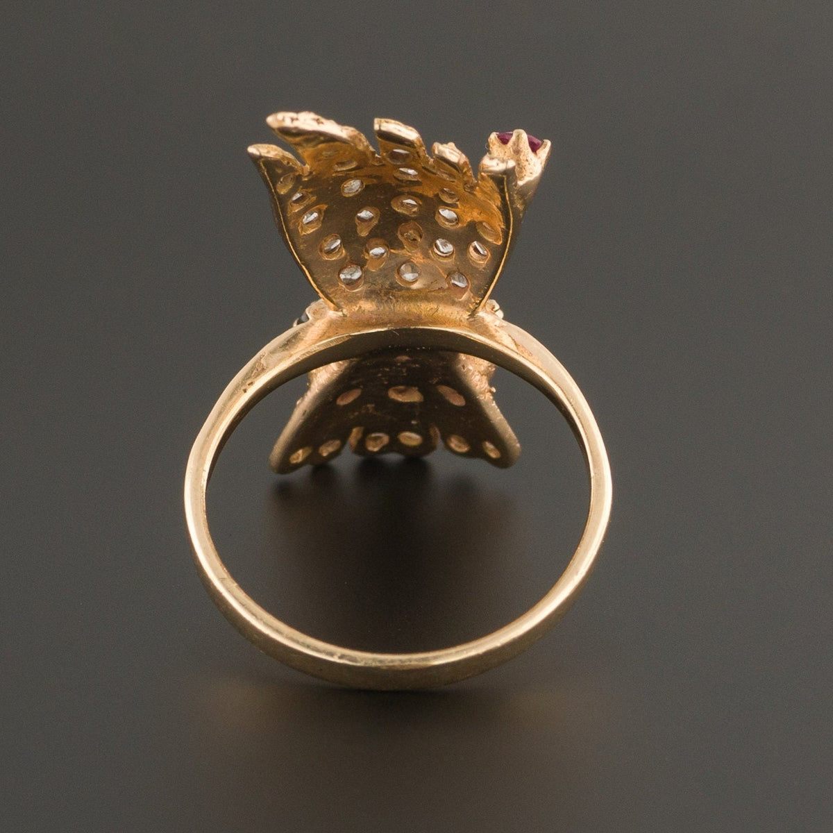 Vintage Diamond Hand Ring | Georgian Style Diamond Sapphire &amp; Ruby Hand Ring - Trademark Antiques