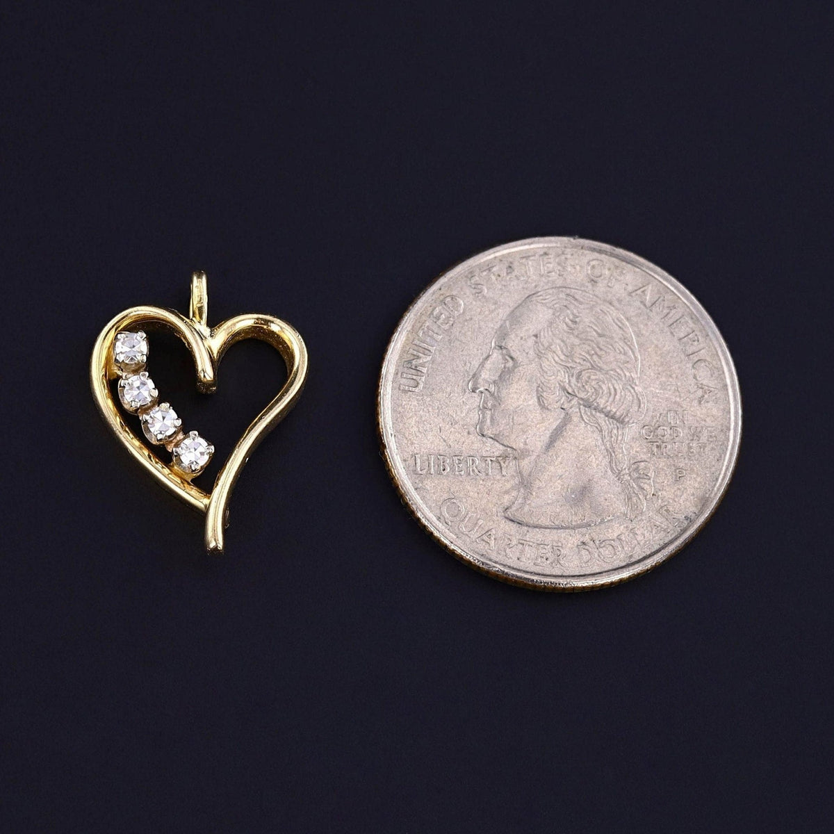 Vintage Diamond Heart Pendant of 14k Gold - Trademark Antiques