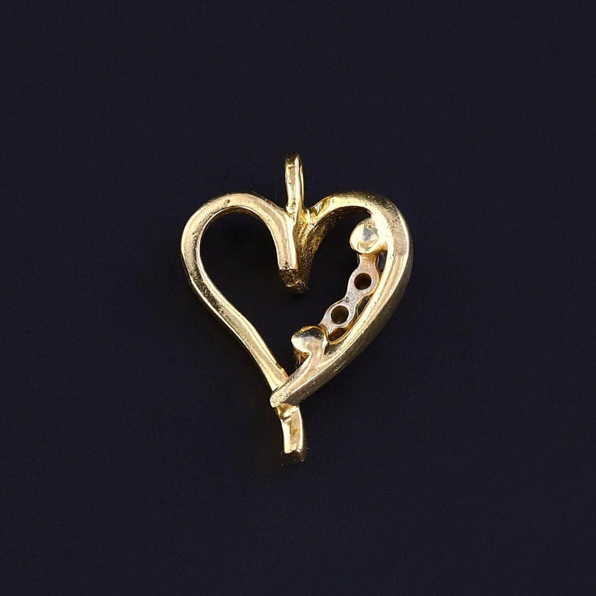 Vintage Diamond Heart Pendant of 14k Gold - Trademark Antiques