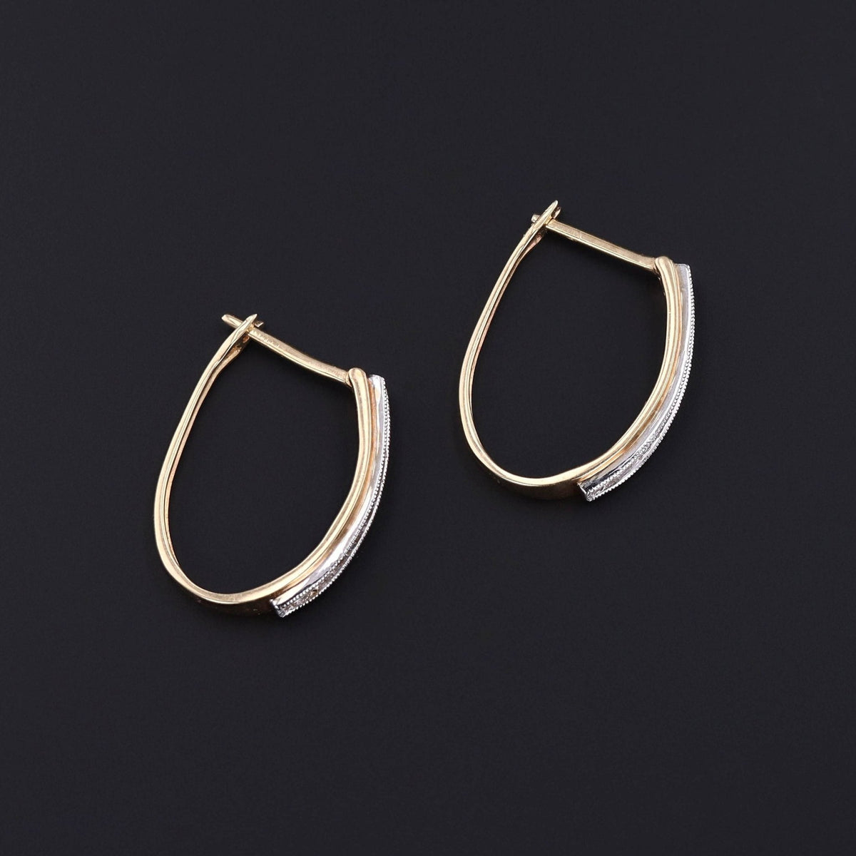Vintage Diamond Hoop Earrings of 10k Gold - Trademark Antiques