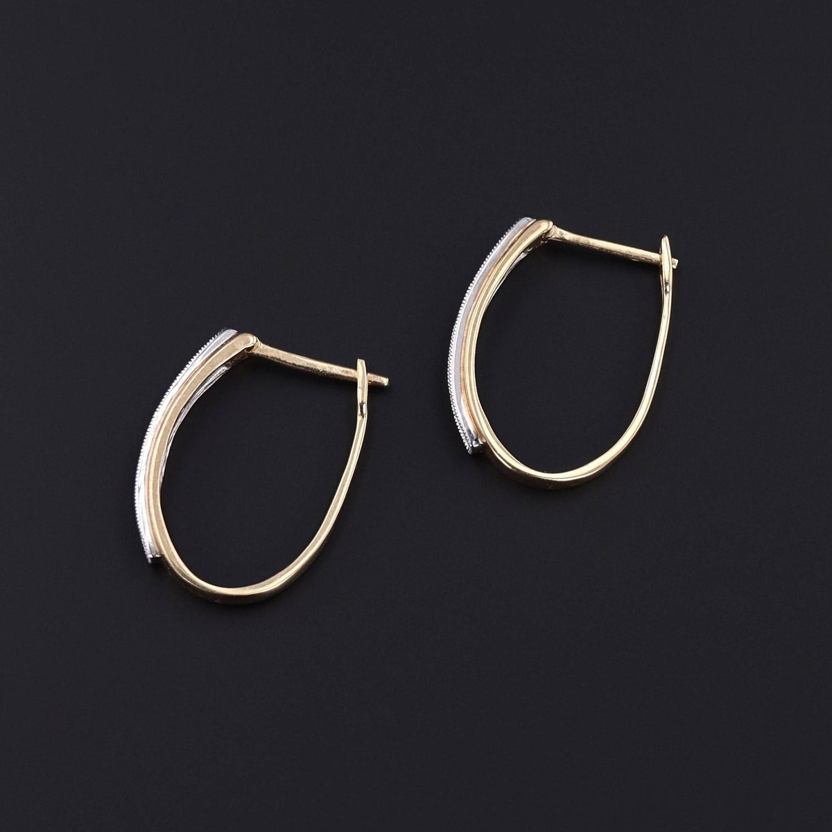 Vintage Diamond Hoop Earrings of 10k Gold - Trademark Antiques