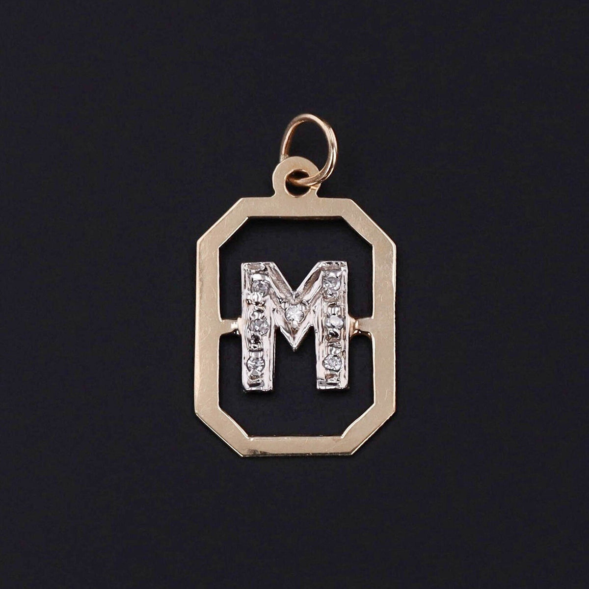 Vintage Diamond Letter M Charm of 14k Gold - Trademark Antiques