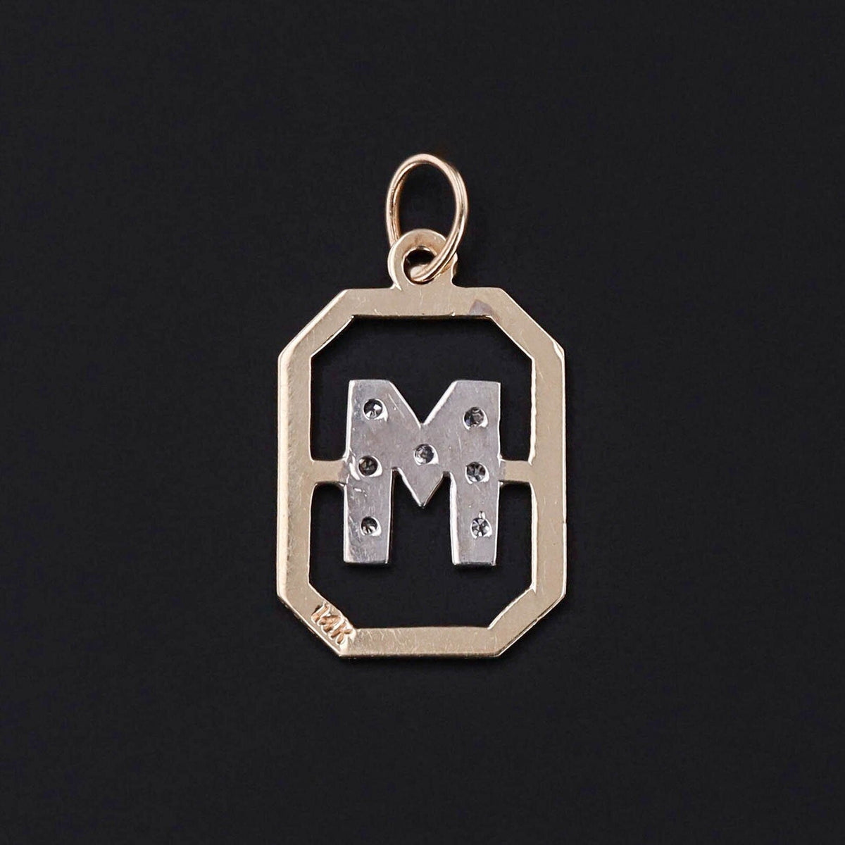Vintage Diamond Letter M Charm of 14k Gold - Trademark Antiques