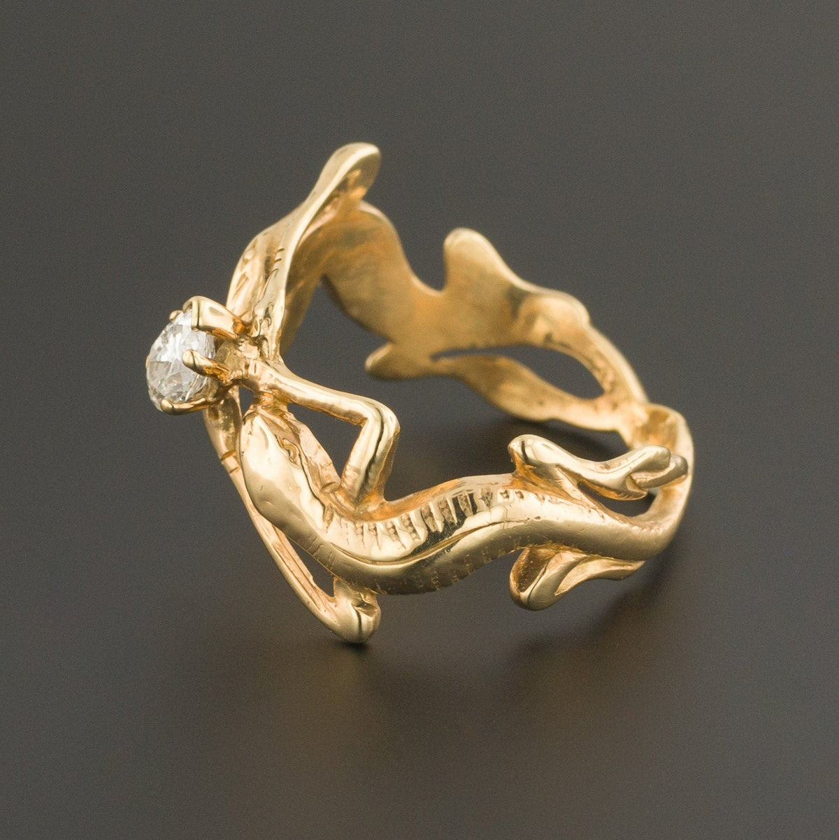 Vintage Diamond Lizard Engagement Ring of 14k Gold - Trademark Antiques