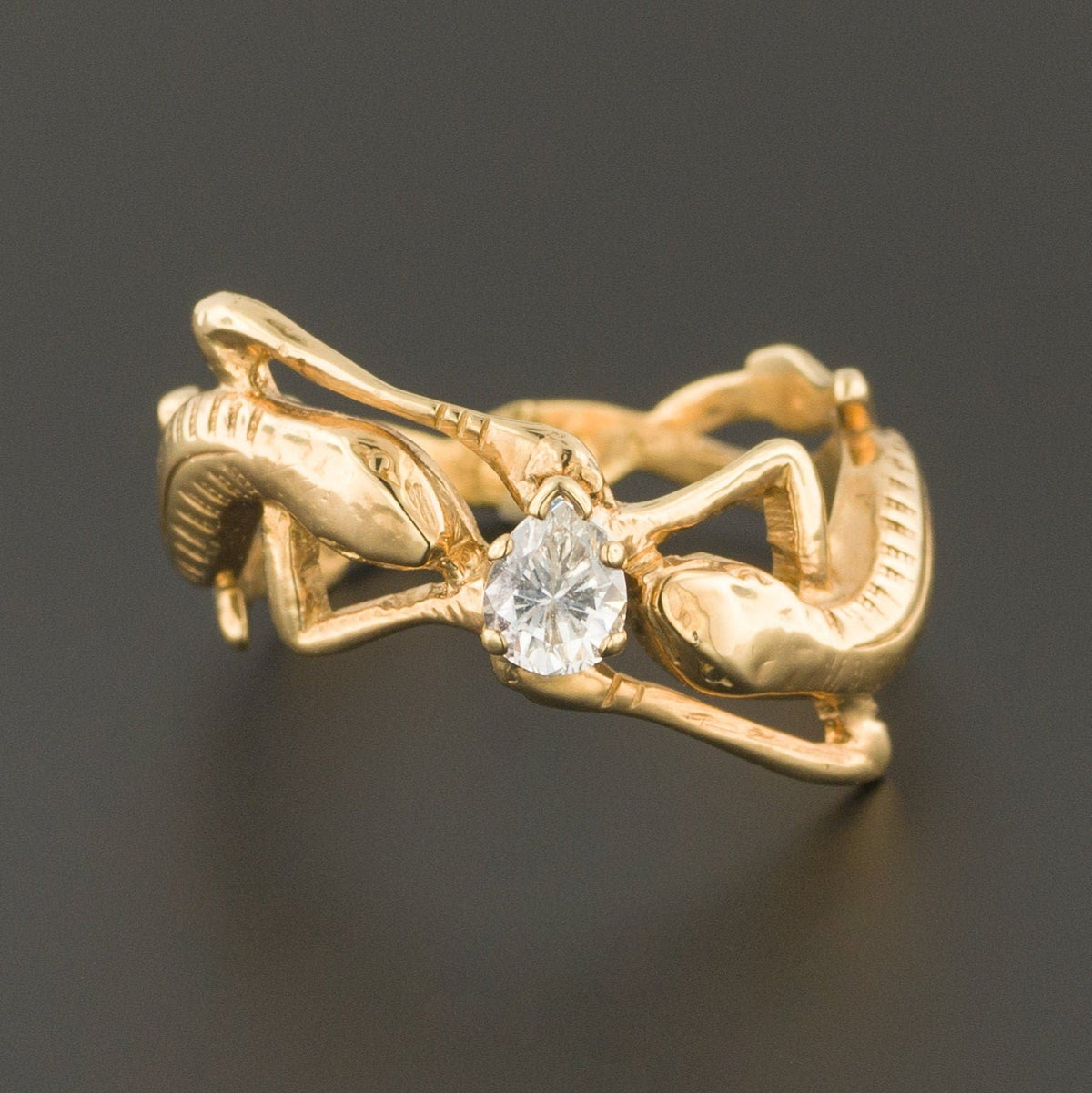 Vintage Diamond Lizard Engagement Ring of 14k Gold - Trademark Antiques