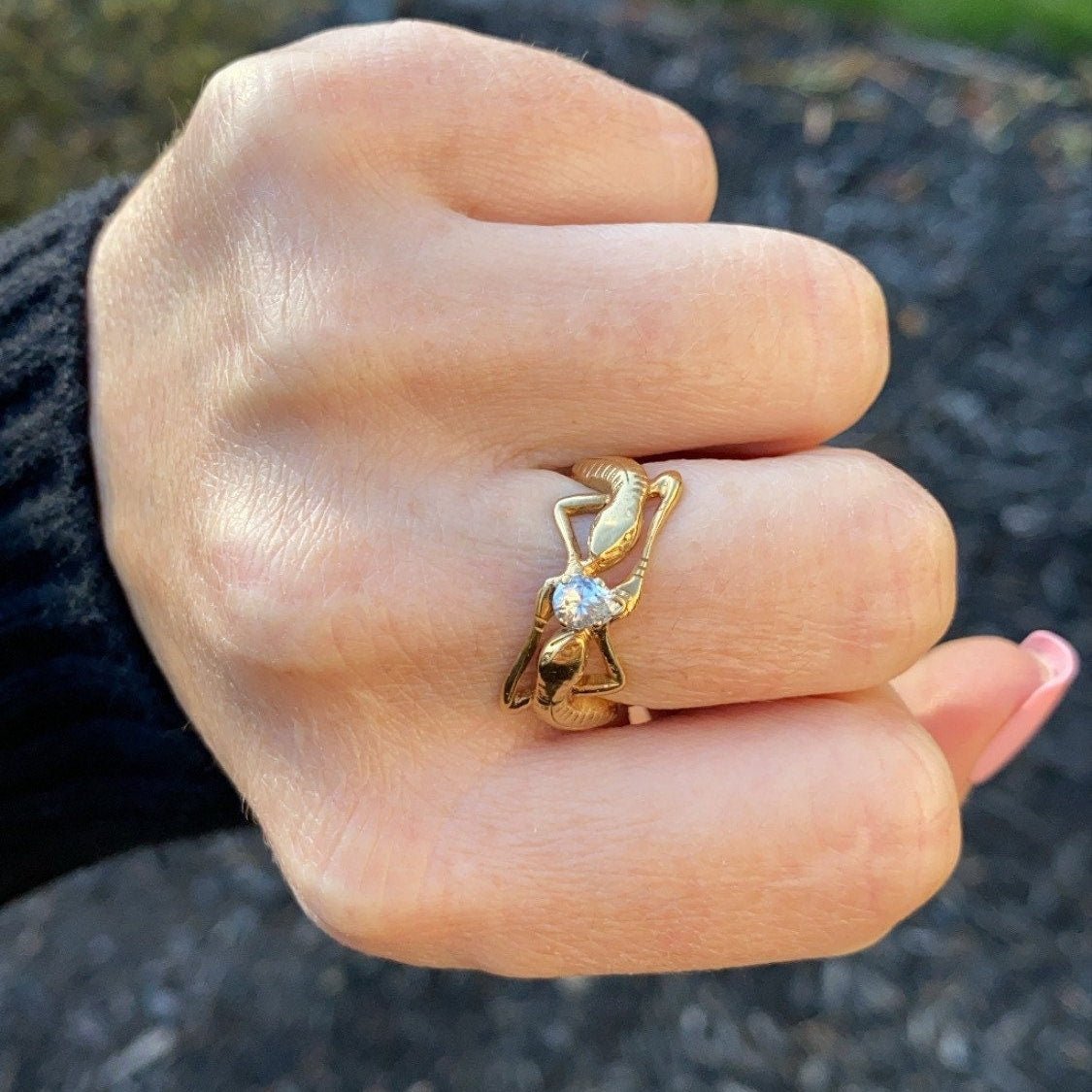 Vintage Diamond Lizard Engagement Ring of 14k Gold - Trademark Antiques