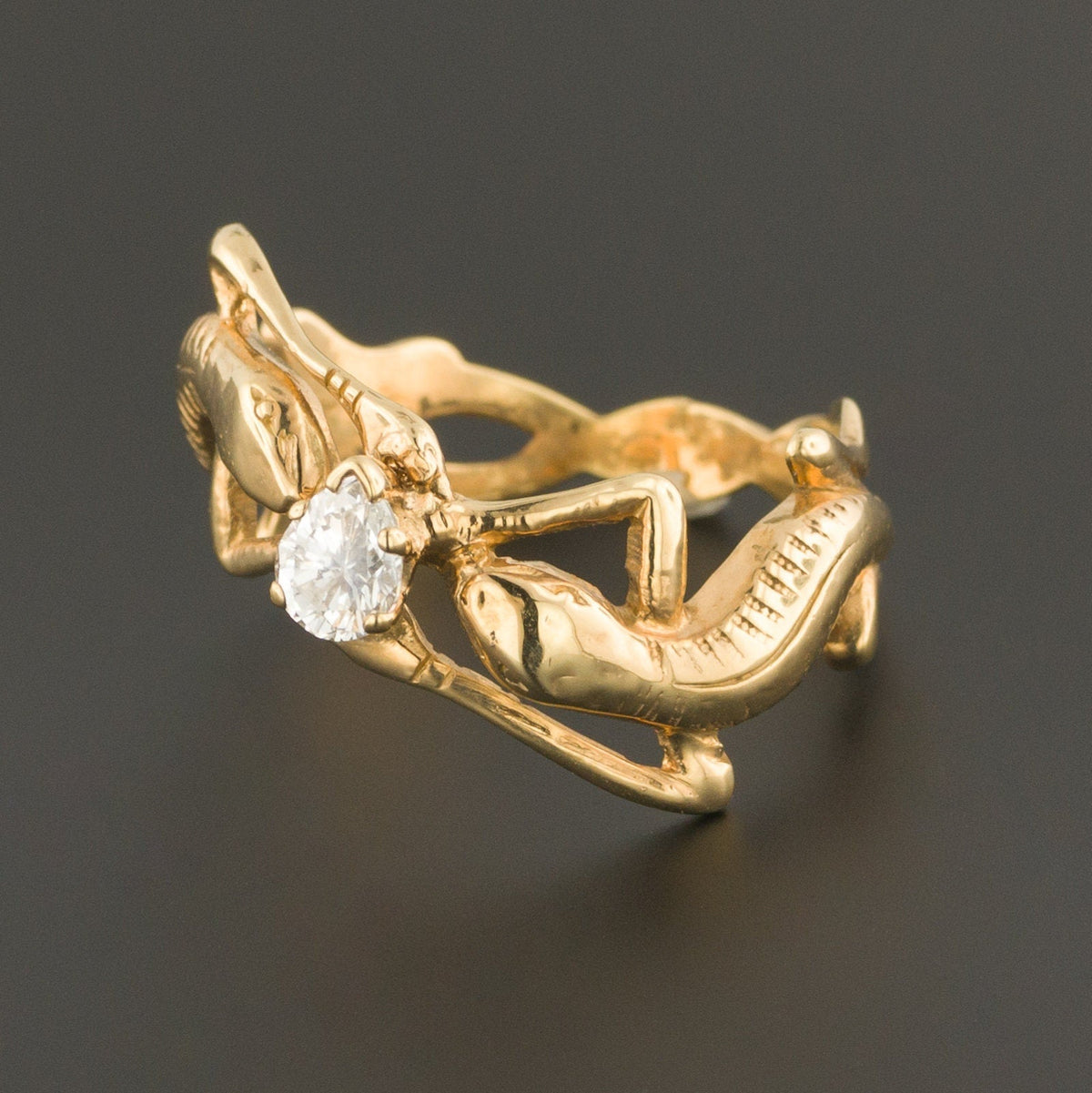 Vintage Diamond Lizard Engagement Ring of 14k Gold - Trademark Antiques