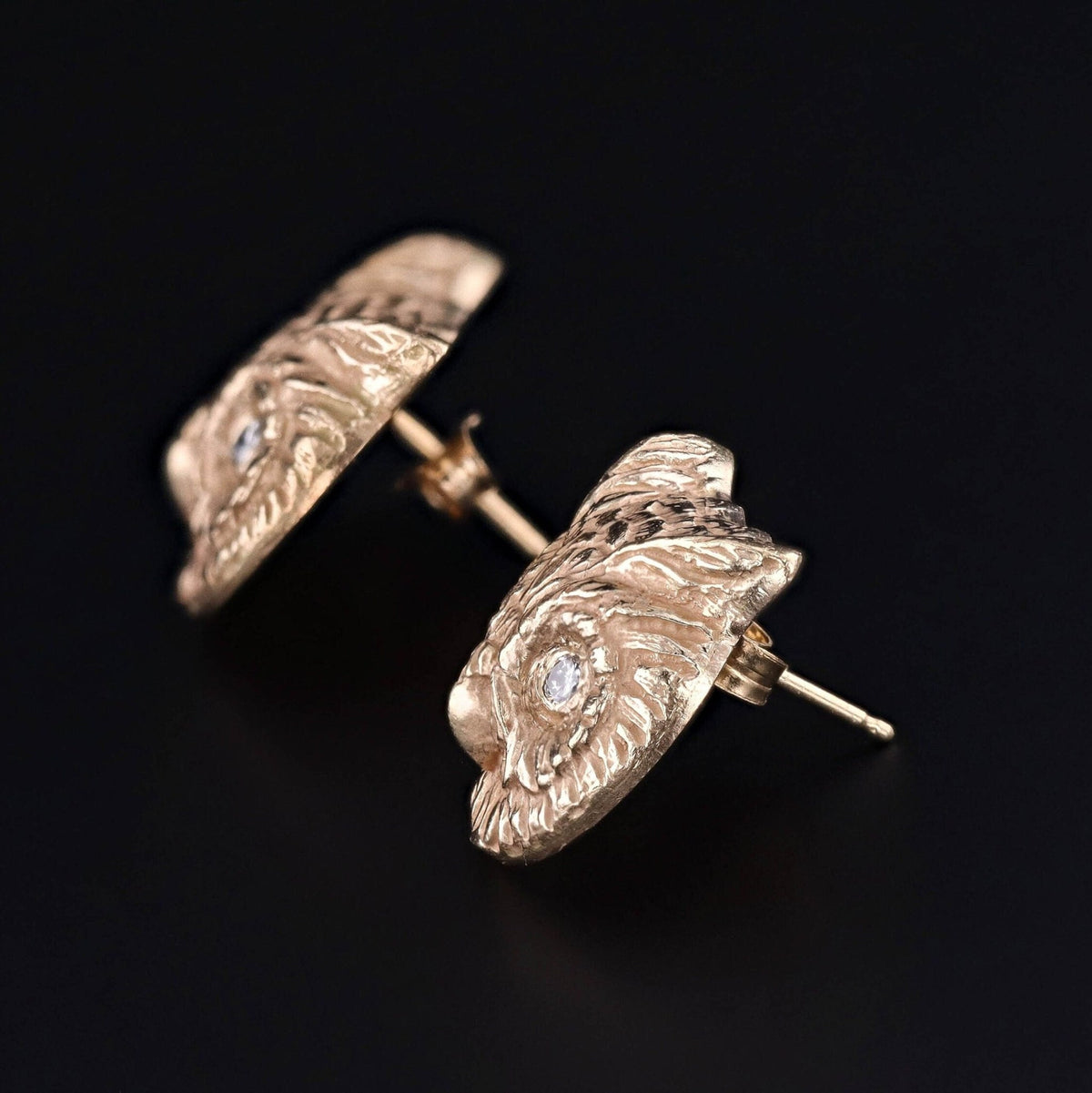 Vintage Diamond Owl Earrings of 14k Gold - Trademark Antiques