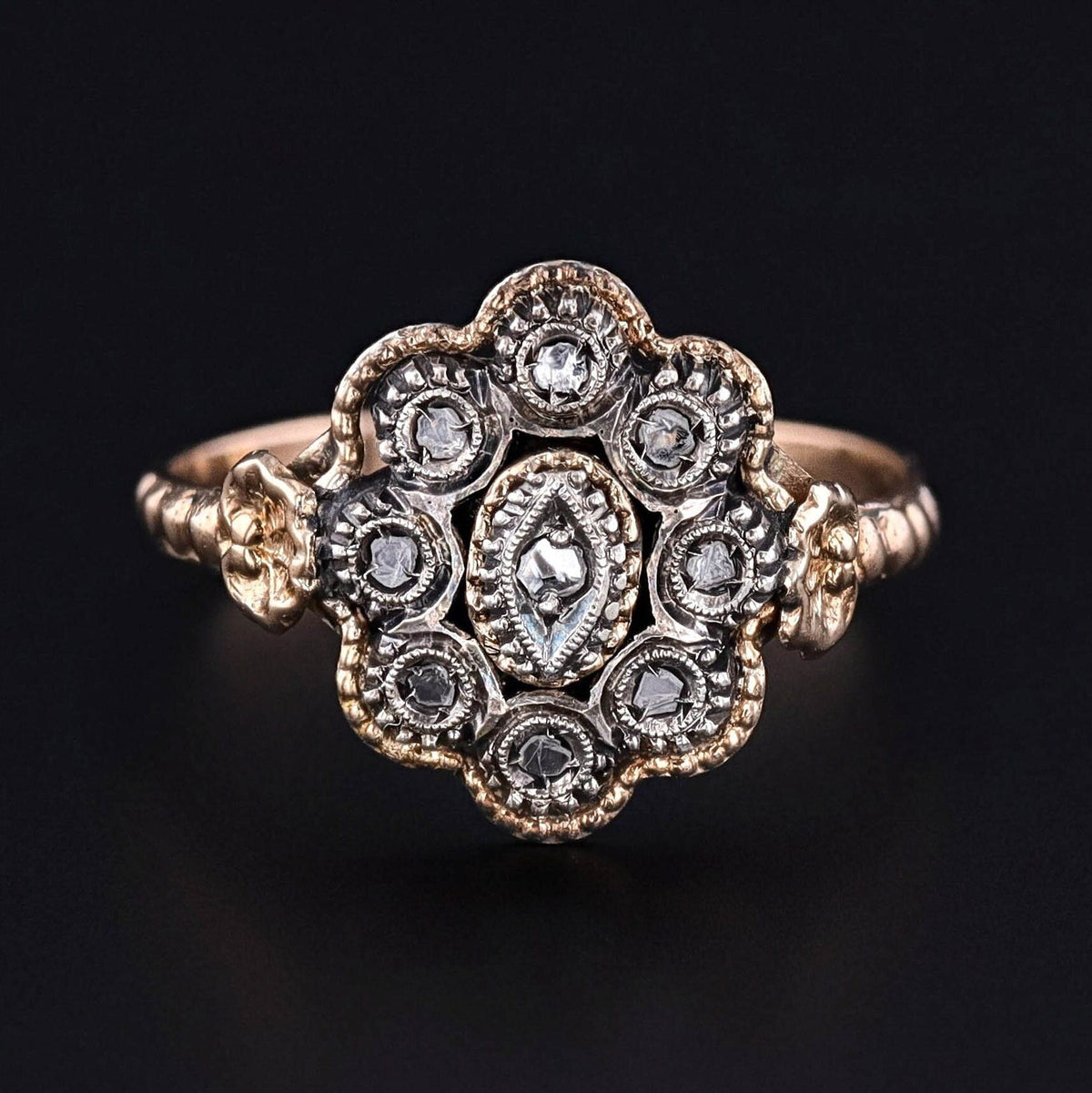 Vintage Diamond Ring 18k Gold with Silver Top - Trademark Antiques