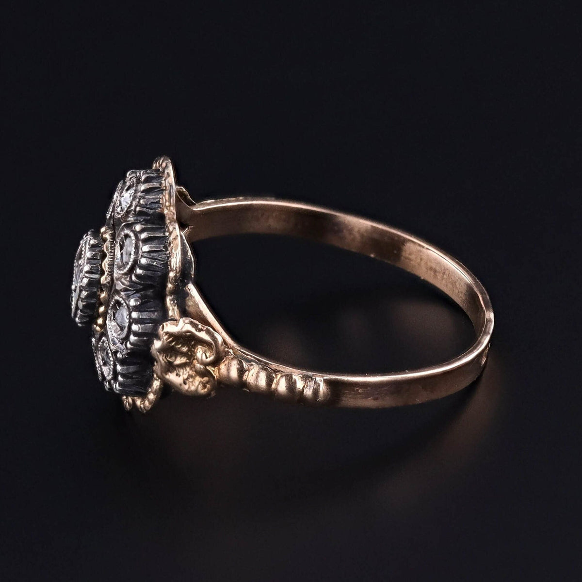 Vintage Diamond Ring 18k Gold with Silver Top - Trademark Antiques
