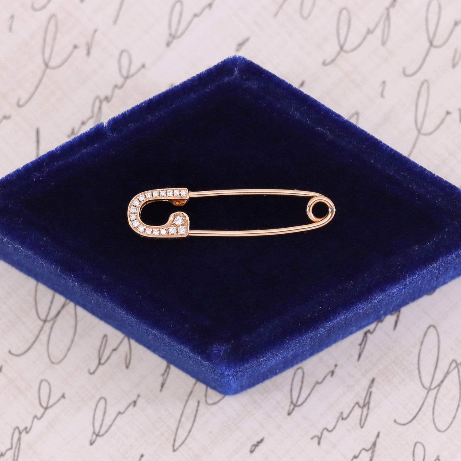 Vintage Diamond Safety Pin of 18k Gold - Trademark Antiques
