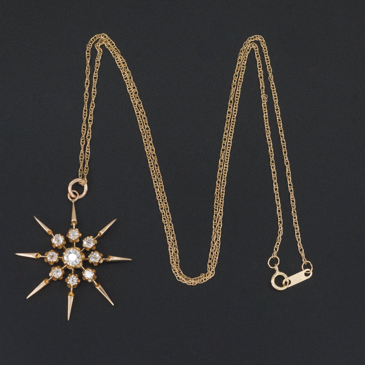 Vintage Diamond Star Pendant | 14k Diamond Pendant on Optional 14k Chain - Trademark Antiques