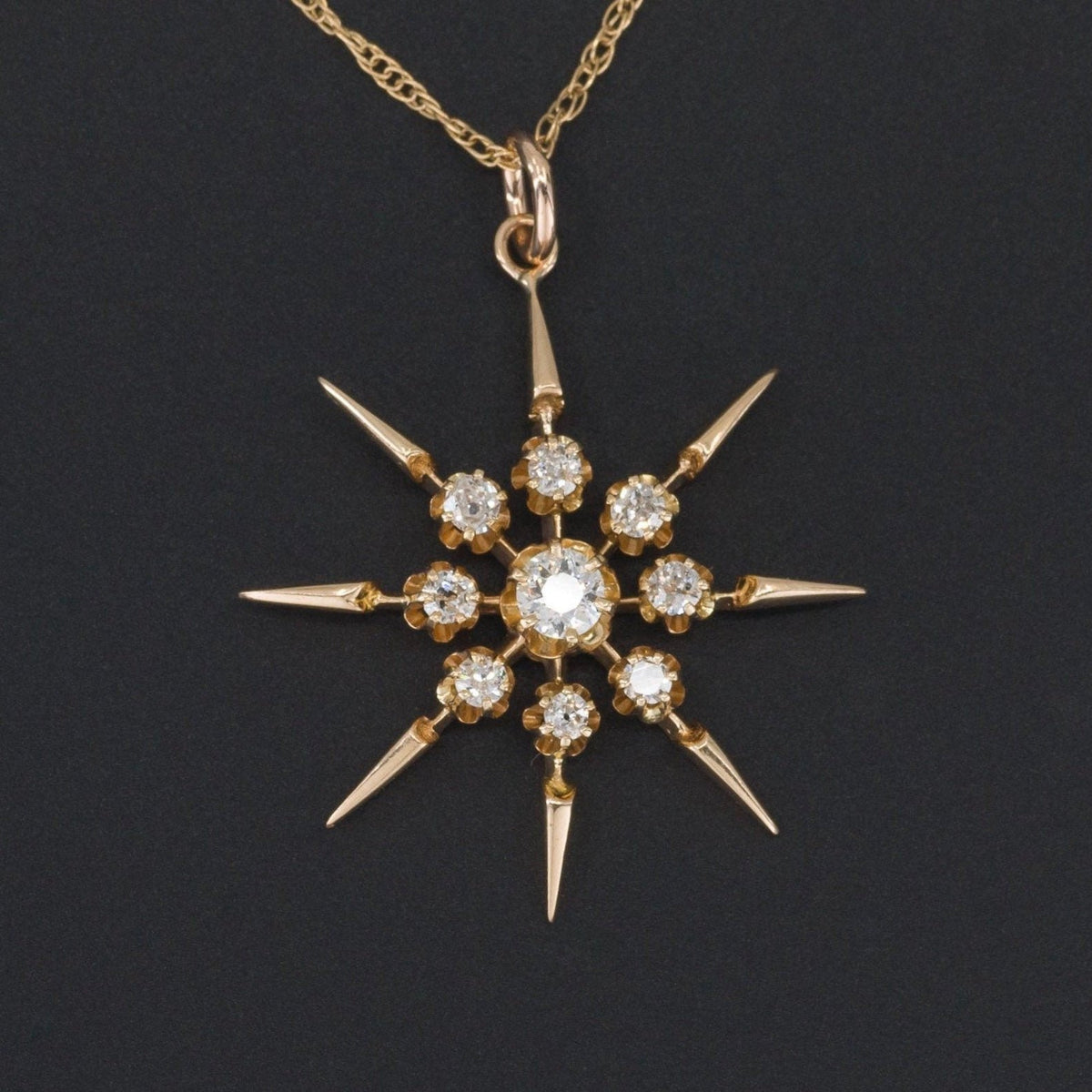 Vintage Diamond Star Pendant | 14k Diamond Pendant on Optional 14k Chain - Trademark Antiques
