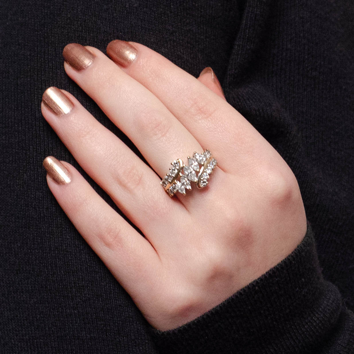 Vintage Diamond Statement Ring of 14k Gold - Trademark Antiques