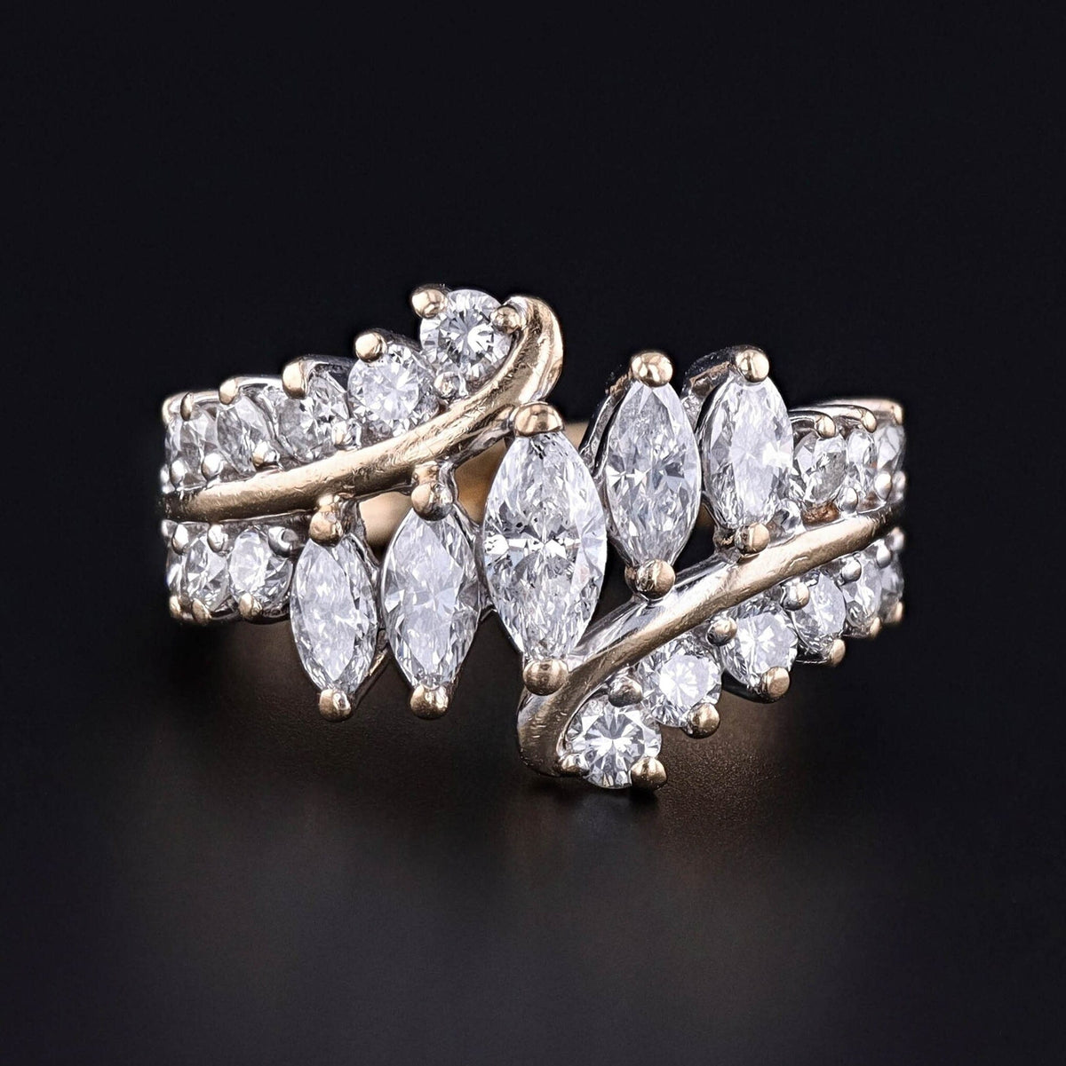 Vintage Diamond Statement Ring of 14k Gold - Trademark Antiques