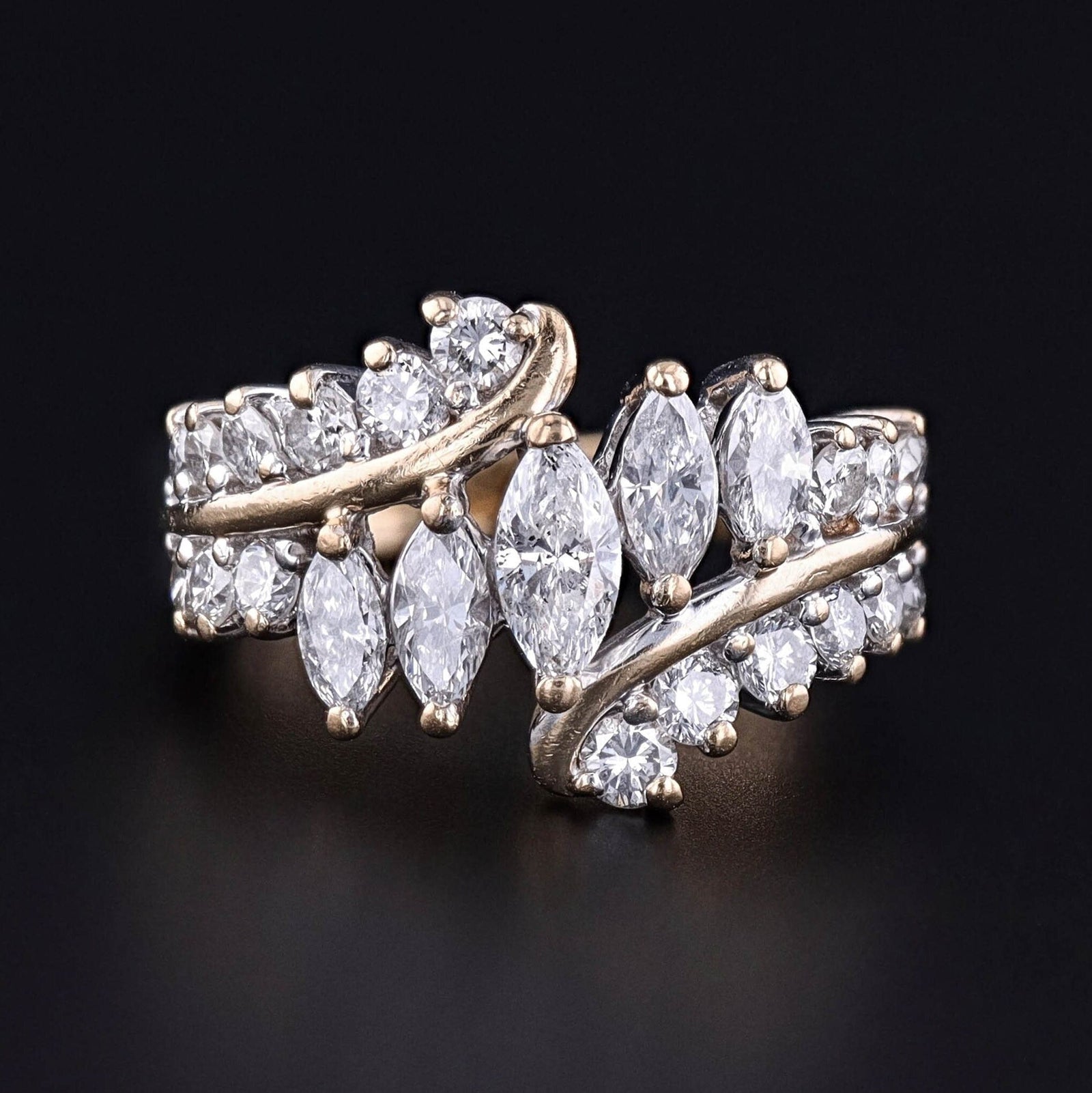 Vintage Diamond Statement Ring of 14k Gold - Trademark Antiques