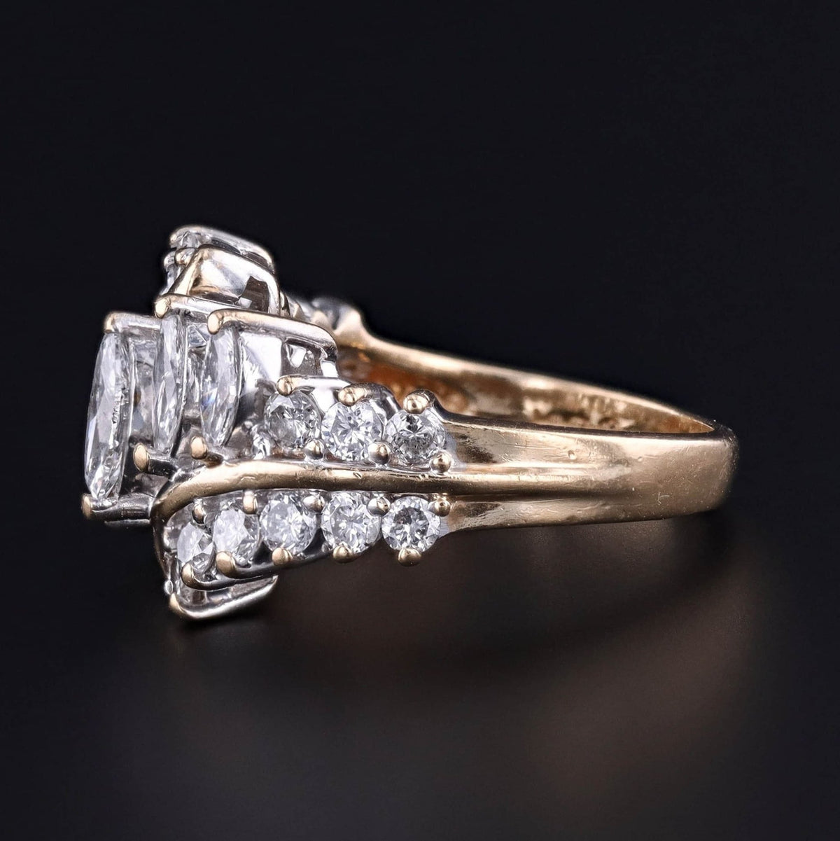 Vintage Diamond Statement Ring of 14k Gold - Trademark Antiques