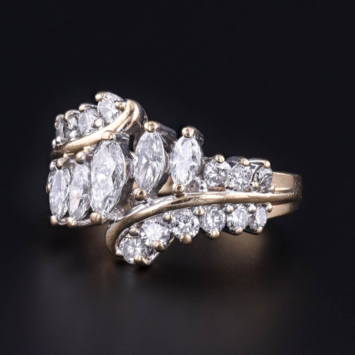 Vintage Diamond Statement Ring of 14k Gold - Trademark Antiques