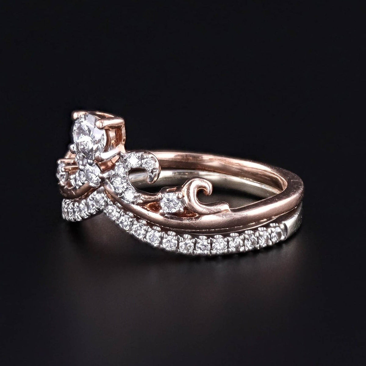 Vintage Diamond Tiara Ring of 14k Gold - Trademark Antiques