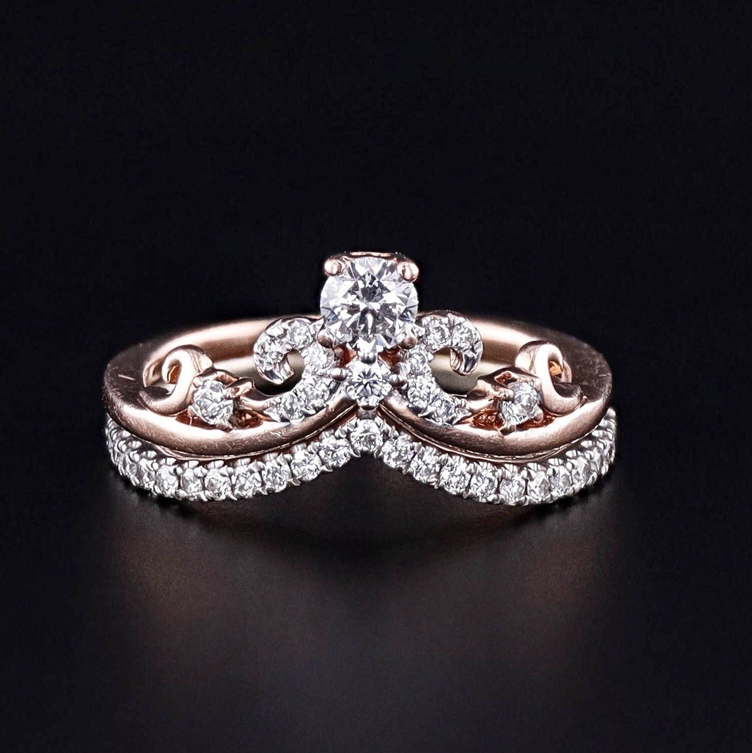 Tiara Setting Ring Vintage Diamond Tiara Ring of 14k Gold - Trademark Antiques