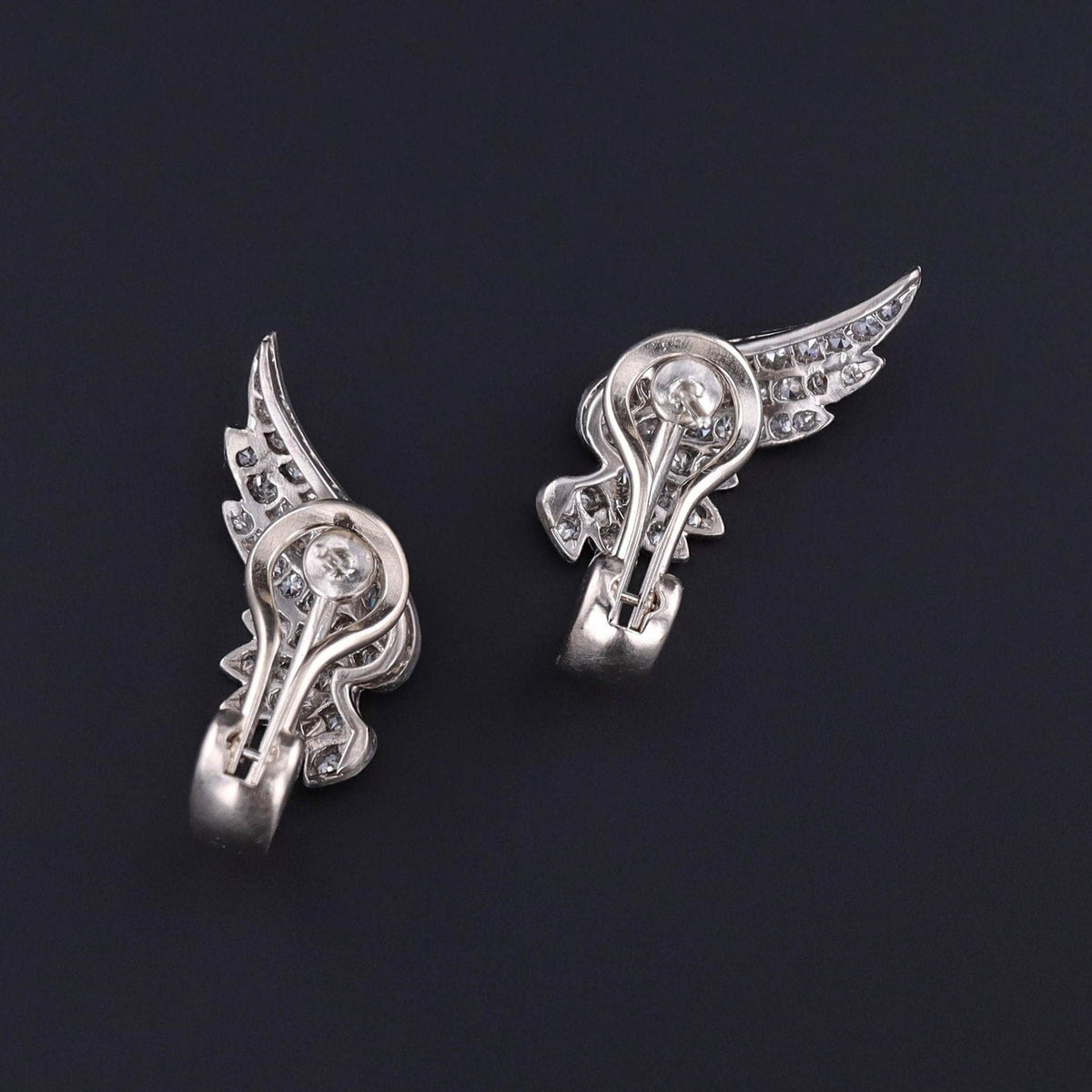 Vintage Diamond Wing Conversion Earrings - Trademark Antiques
