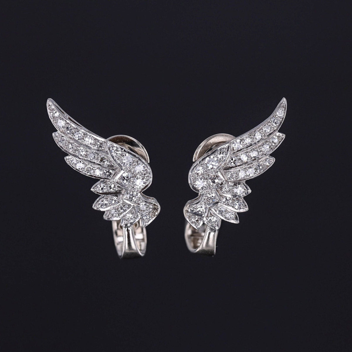 Vintage Diamond Wing Conversion Earrings - Trademark Antiques