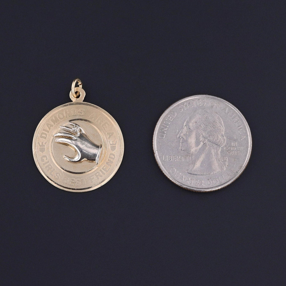 Vintage Diamonds are a Girls Best Friend Pendant 14k Gold - Trademark Antiques